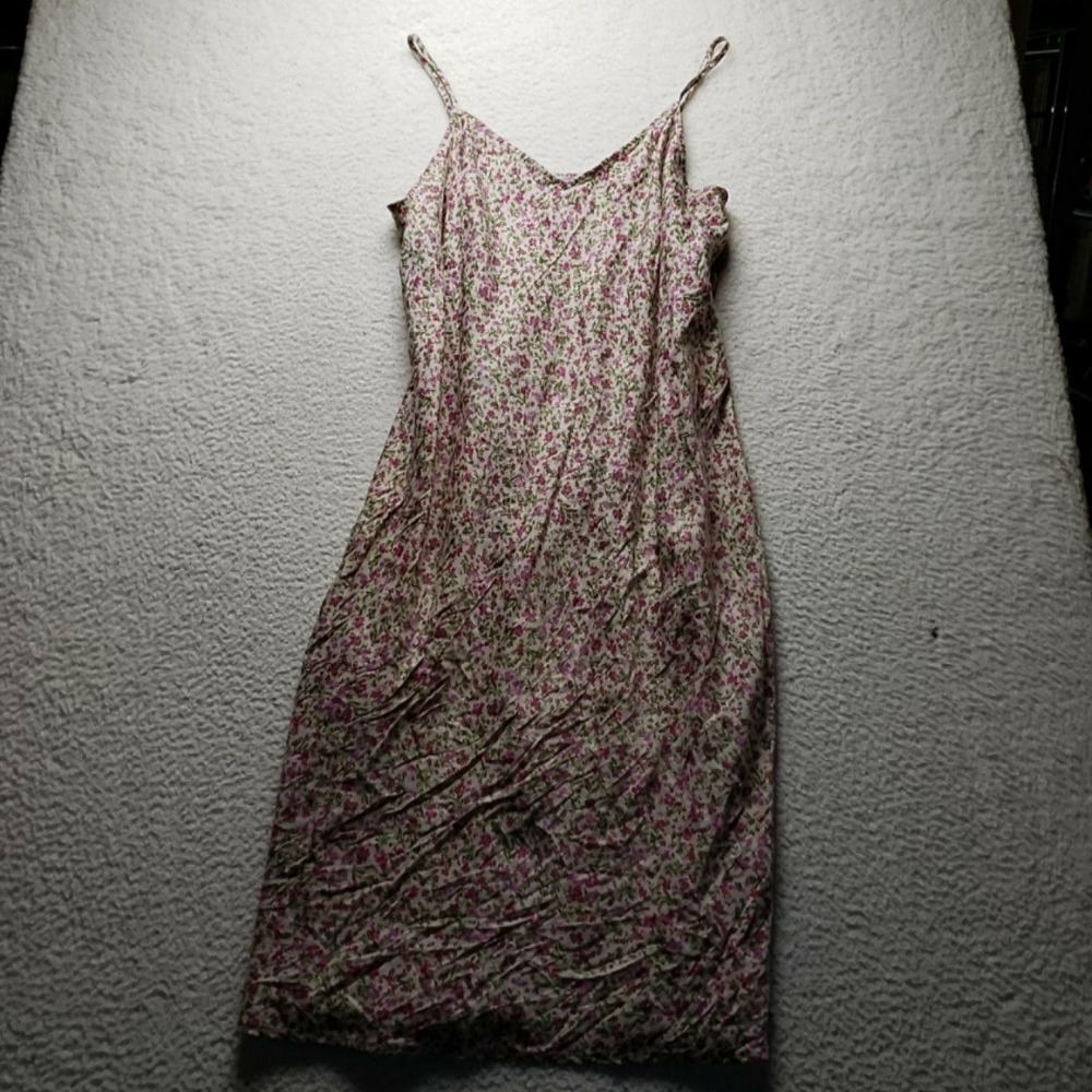 Time And Tru Dress Womens XL Multicolor Floral Sleeveless V Neck Midi Slip
